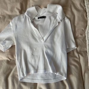 White collared Zara crop top